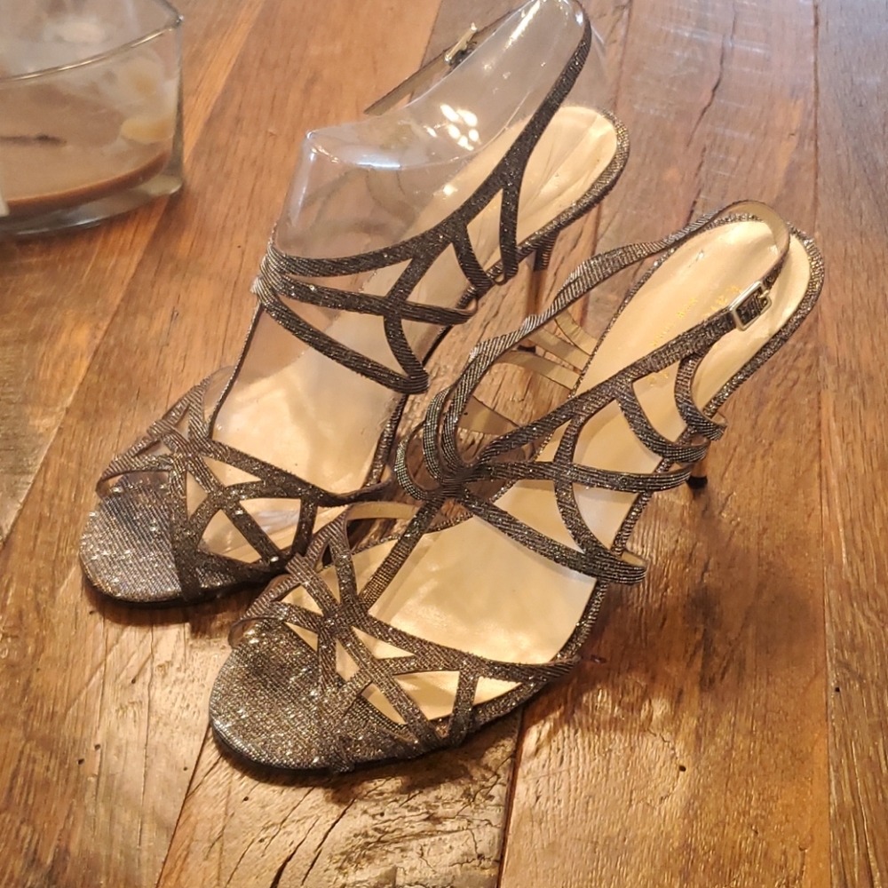 Kate Spade Metallic Strappy Sandal; sz 9B